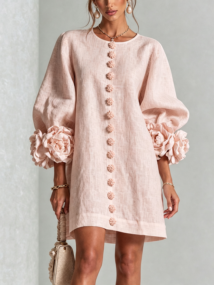 Imani | Strukturiertes Minikleid mit Puffärmeln