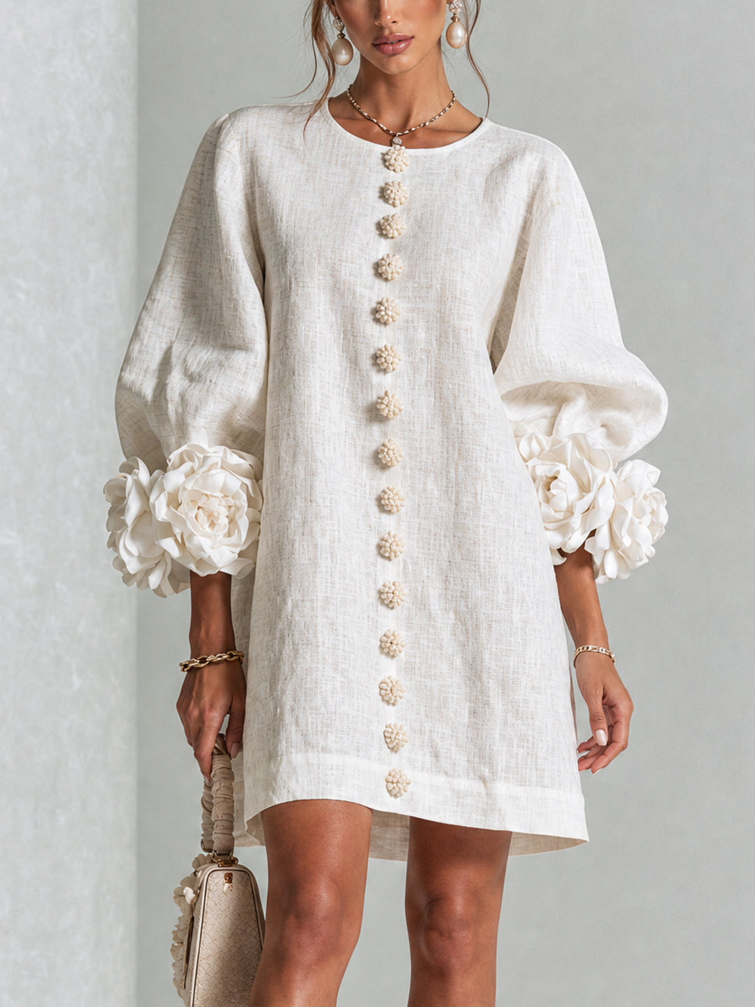 Imani | Strukturiertes Minikleid mit Puffärmeln