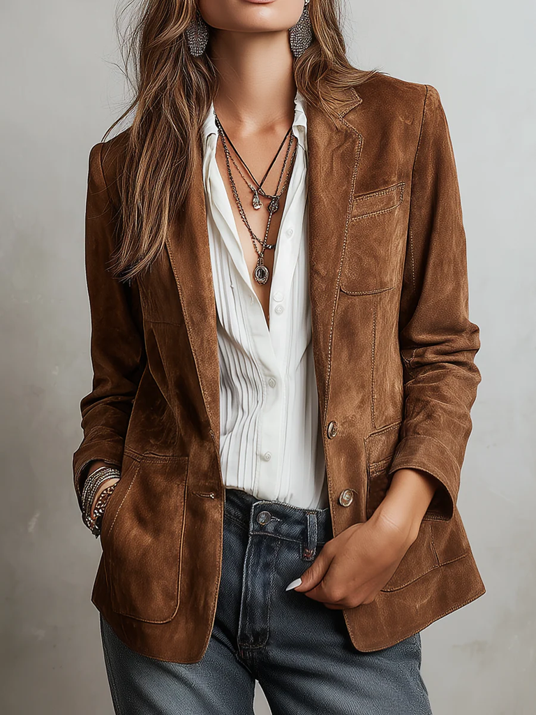 Brauner Vintage-Blazer für Damen