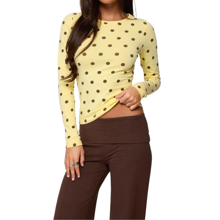DOTTY™ – Langarm-Top mit Polka-Dot-Muster und schmaler Passform