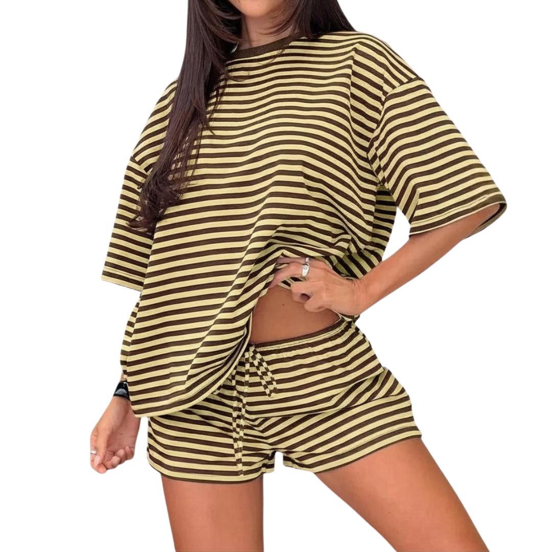 SOLÈNE™ – Gestreiftes Colorblock Lounge Zweiteiler