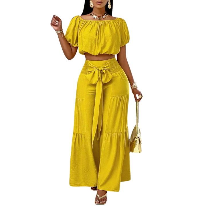 WAVRA™ – Luftiges schulterfreies Set mit weitem Bein