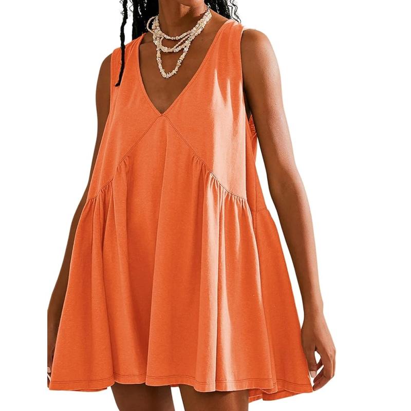 DANNA™ - Legeres Damen-Tanktop-Kleid mit V-Ausschnitt und ausgestelltem A-Linien-Schnitt
