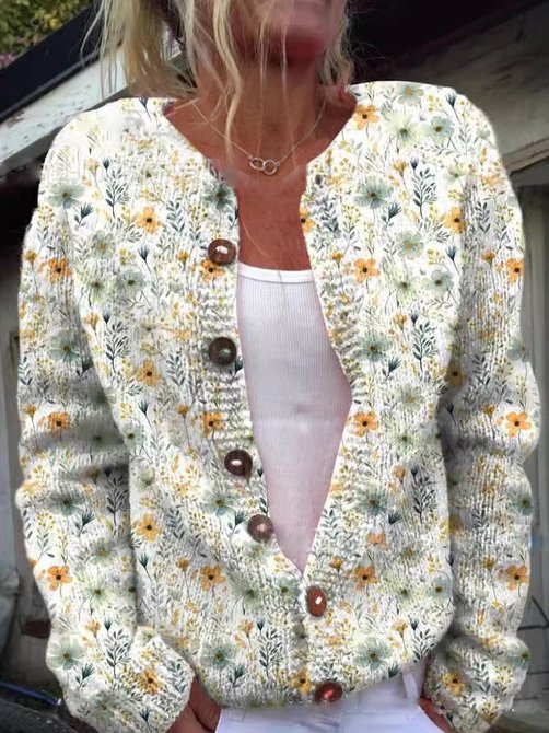 FLORA™ - Vintage-Blumen-Strickjacke