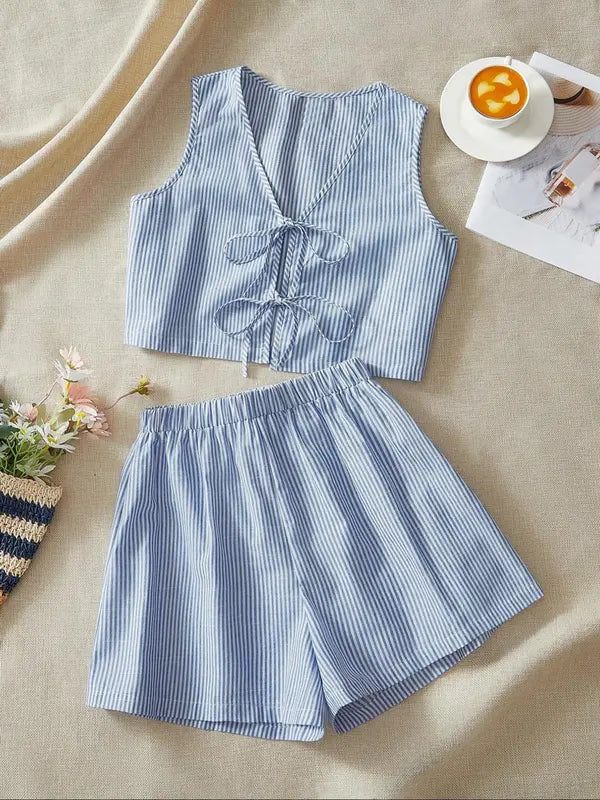 MOESHA™ - Schickes ärmelloses Sommer-Set aus Weste und High-Waist-Shorts