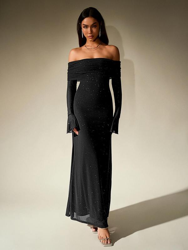DARCIE™ - schulterfreies, gerafftes Pailletten-Bodycon-Abendkleid