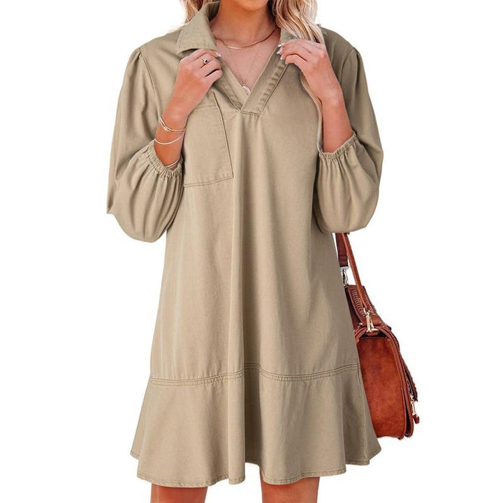 GEMMA™ – Klassisches Soft Washed Denim Kleid mit Puffärmeln
