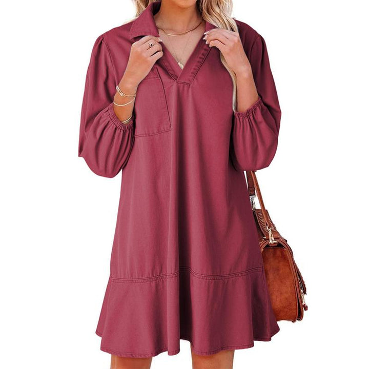 GEMMA™ – Klassisches Soft Washed Denim Kleid mit Puffärmeln