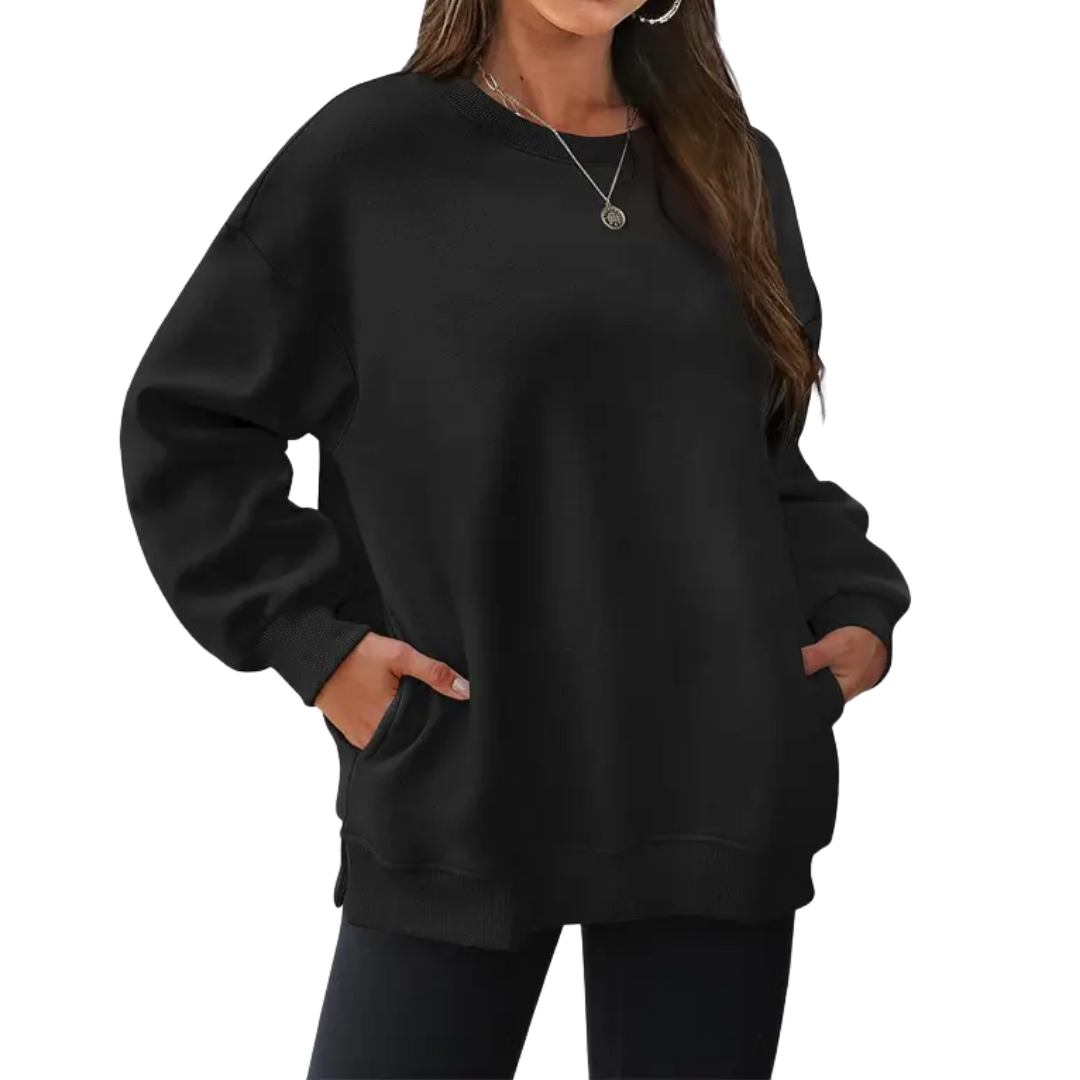 BRENLEY™ – Gemütlicher, übergroßer Fleece-Pullover mit Rundhalsausschnitt