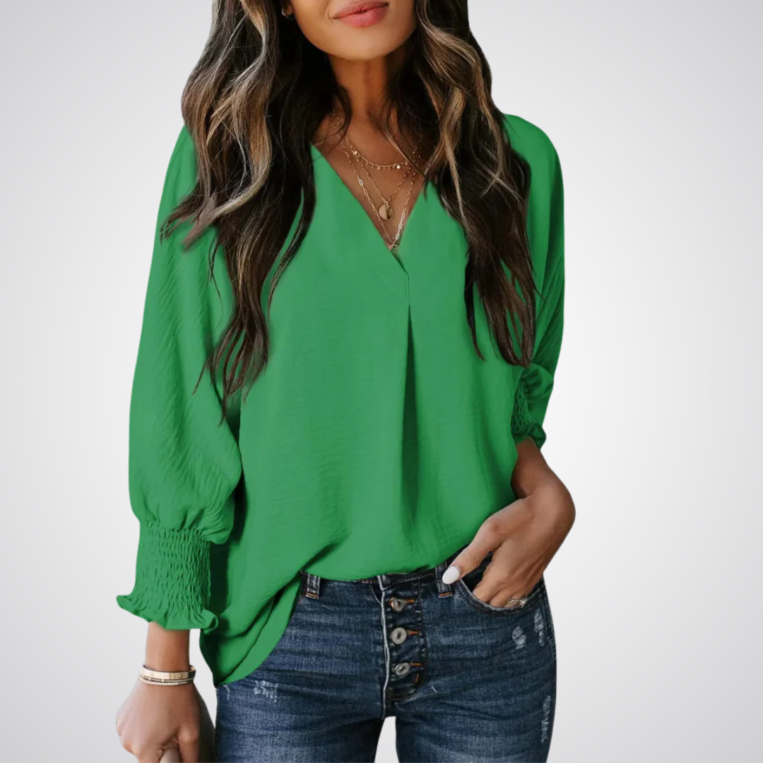 LEILA™ – Klassische V-Ausschnitt Tunika-Bluse