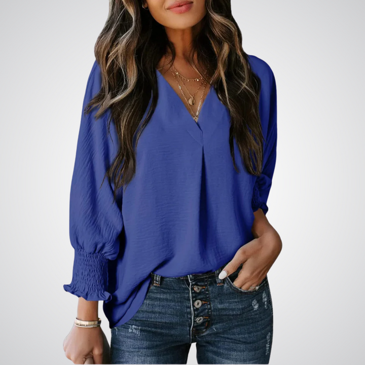 LEILA™ – Klassische V-Ausschnitt Tunika-Bluse