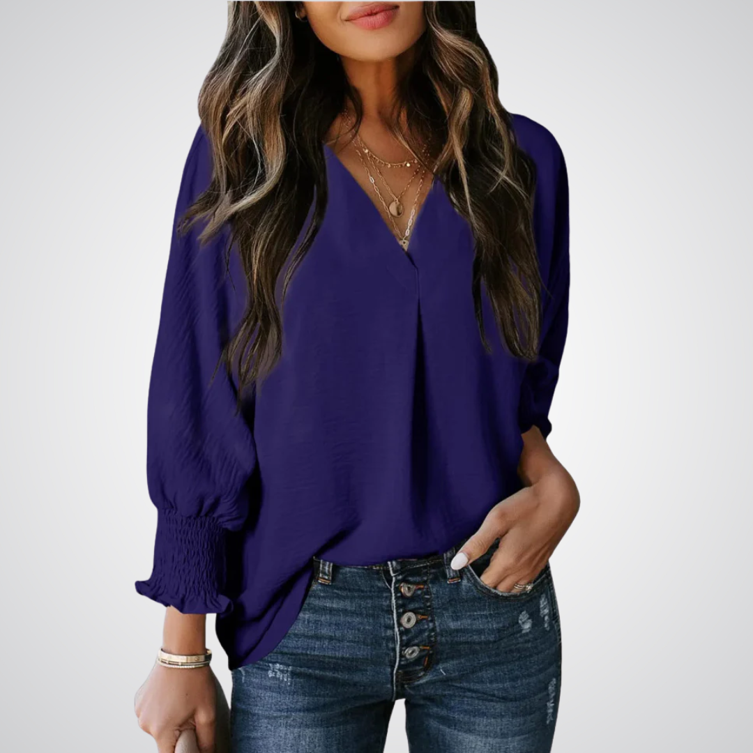 LEILA™ – Klassische V-Ausschnitt Tunika-Bluse
