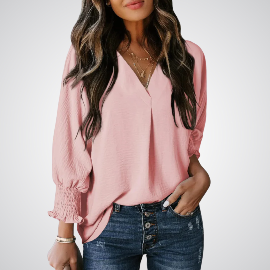 LEILA™ – Klassische V-Ausschnitt Tunika-Bluse