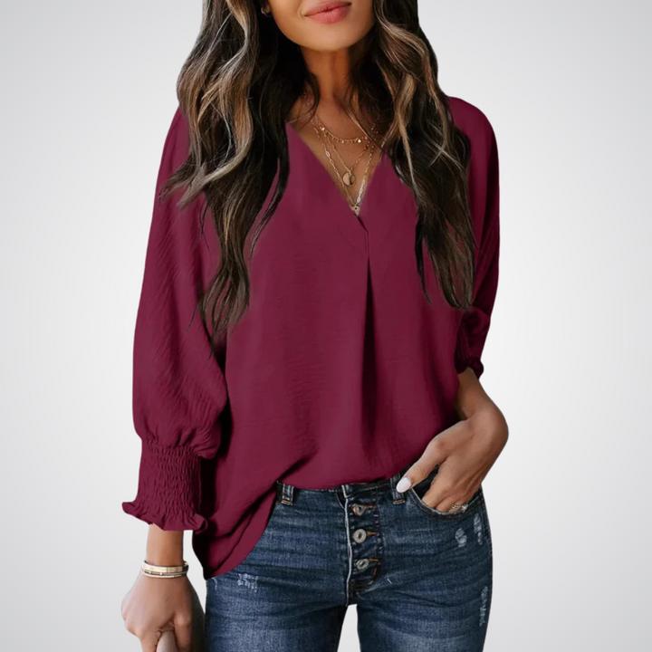 LEILA™ – Klassische V-Ausschnitt Tunika-Bluse
