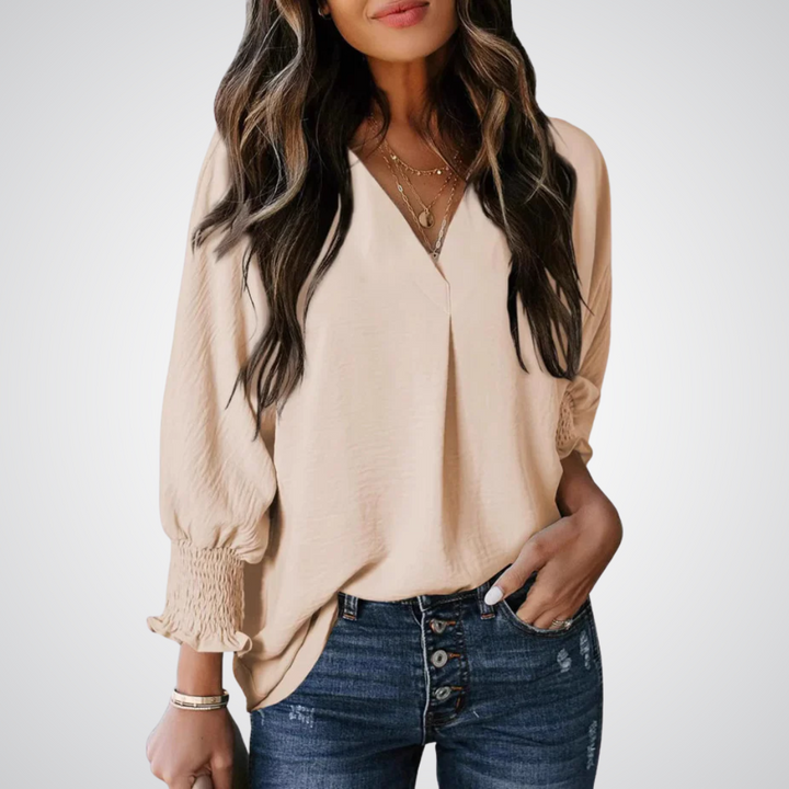 LEILA™ – Klassische V-Ausschnitt Tunika-Bluse