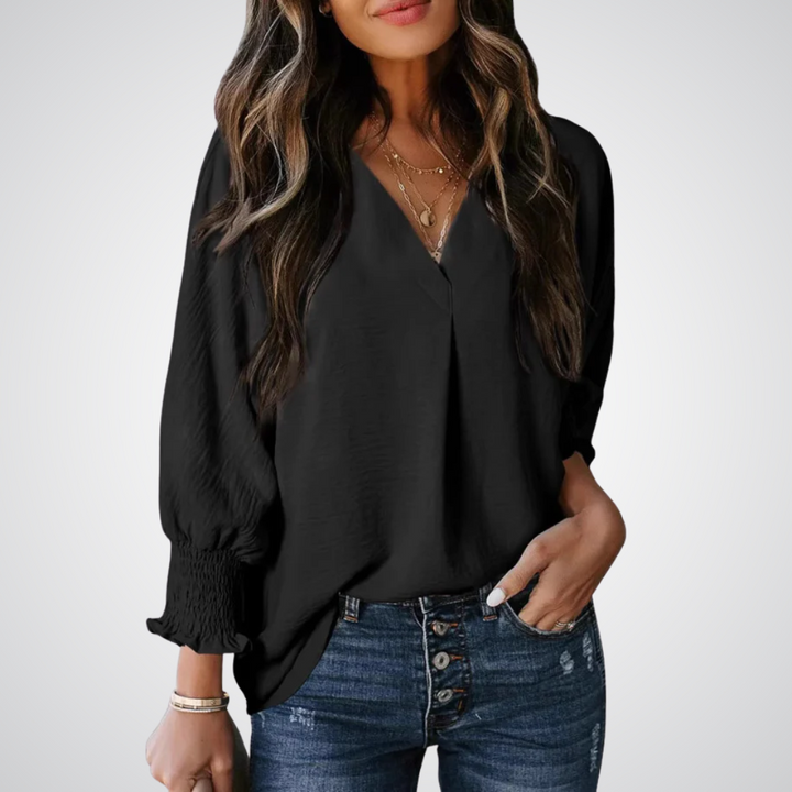 LEILA™ – Klassische V-Ausschnitt Tunika-Bluse