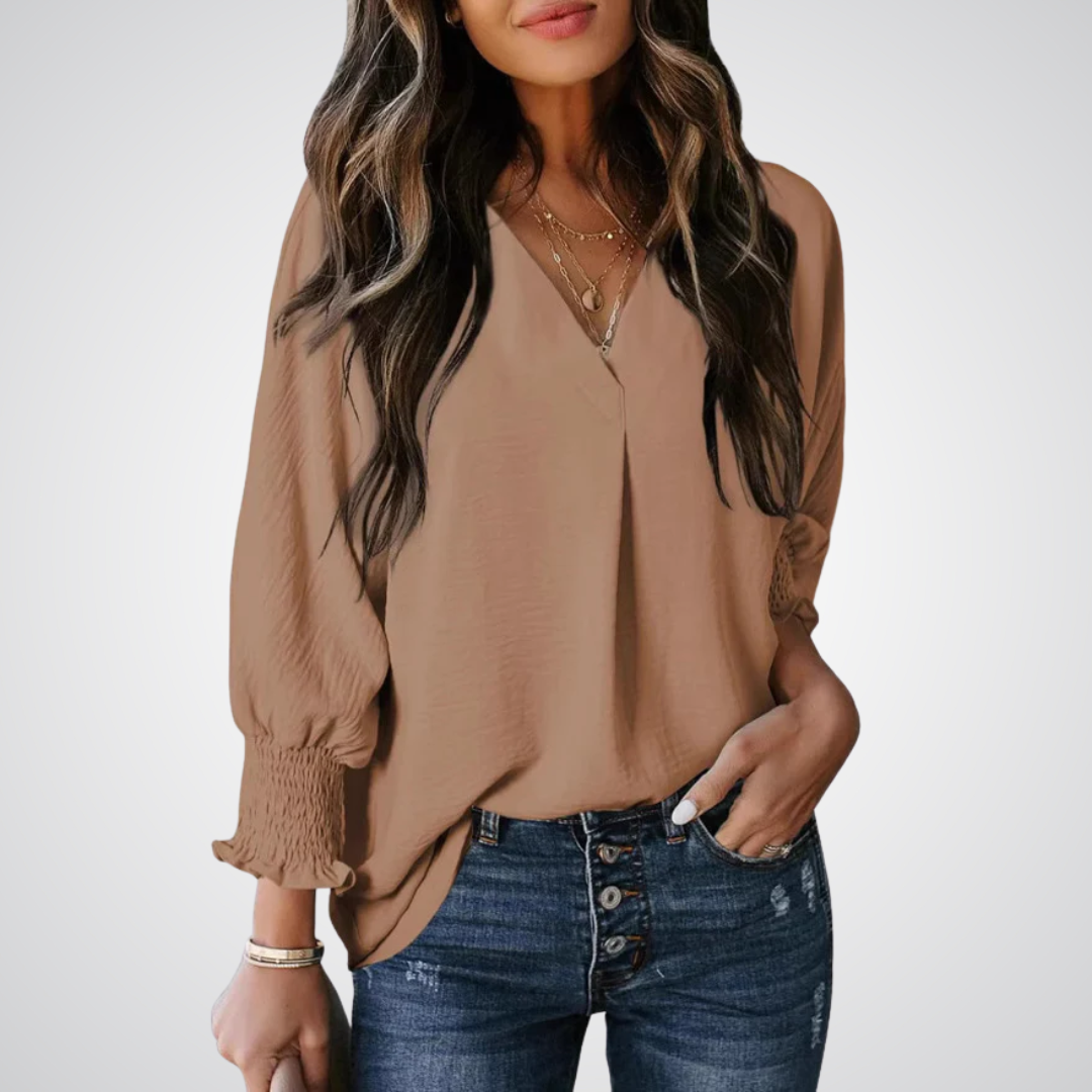 LEILA™ – Klassische V-Ausschnitt Tunika-Bluse