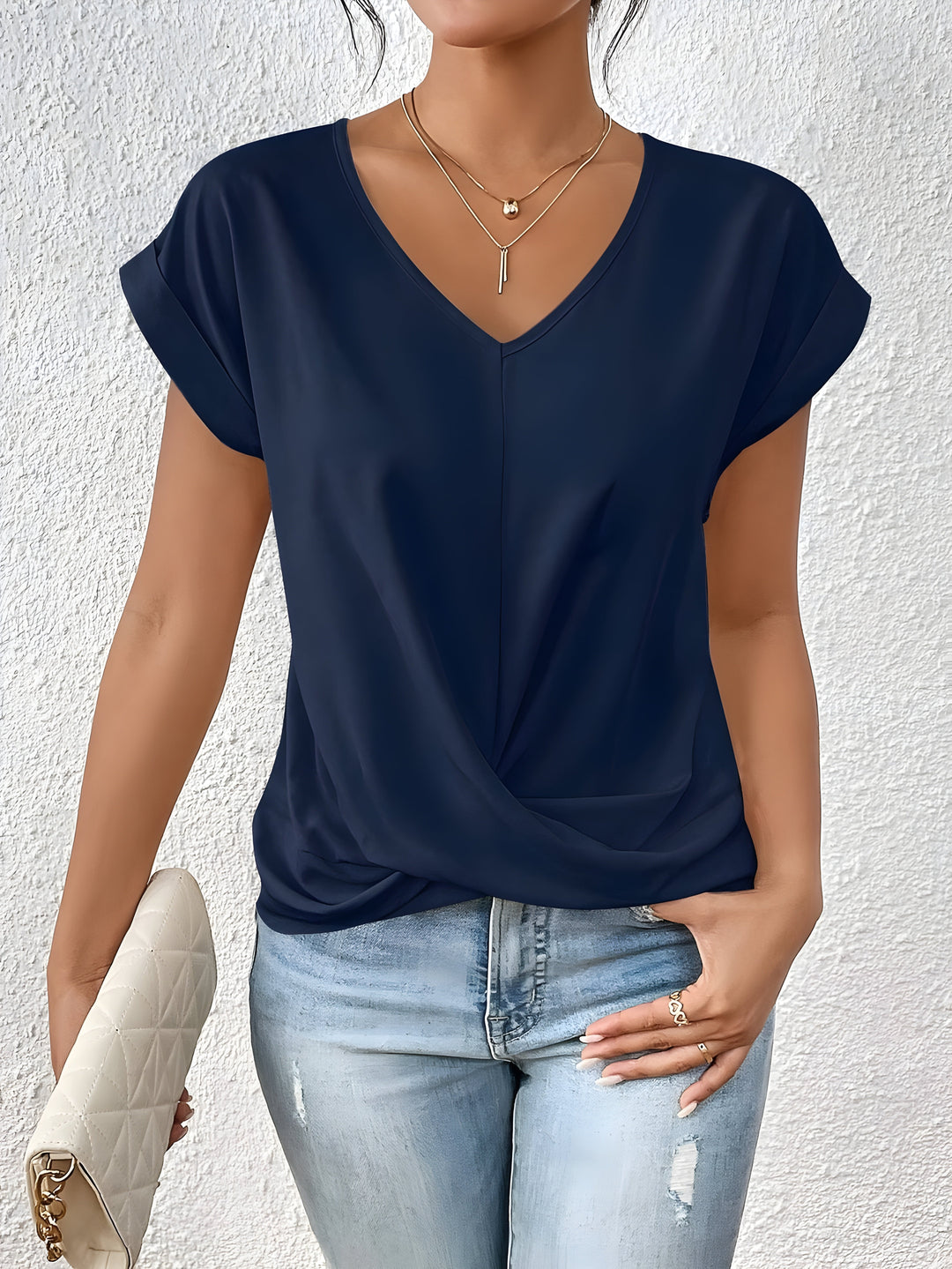 MEIKA™ – Klassisches Twist-Detail V-Ausschnitt Top