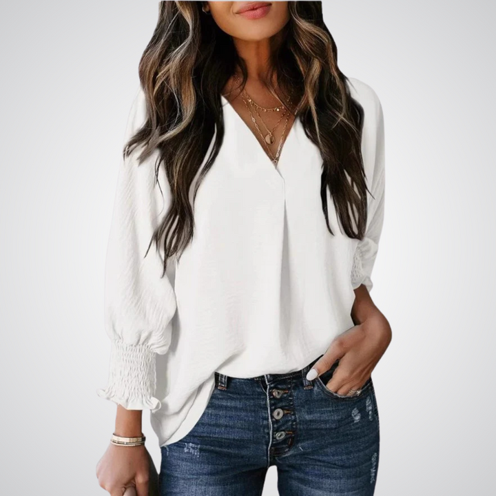 LEILA™ – Klassische V-Ausschnitt Tunika-Bluse