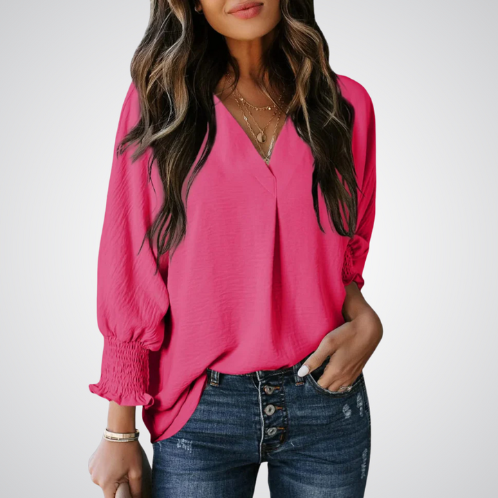 LEILA™ – Klassische V-Ausschnitt Tunika-Bluse