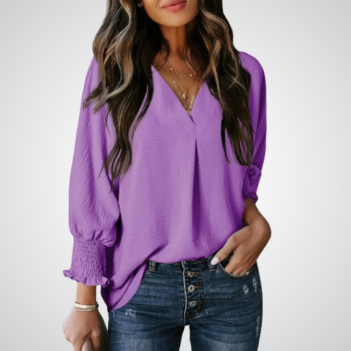 LEILA™ – Klassische V-Ausschnitt Tunika-Bluse