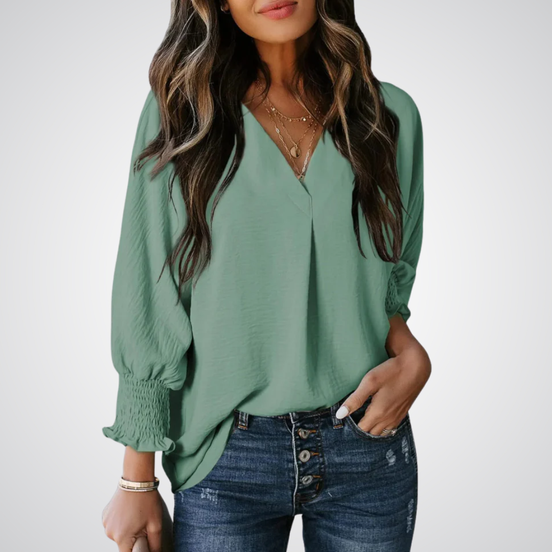 LEILA™ – Klassische V-Ausschnitt Tunika-Bluse