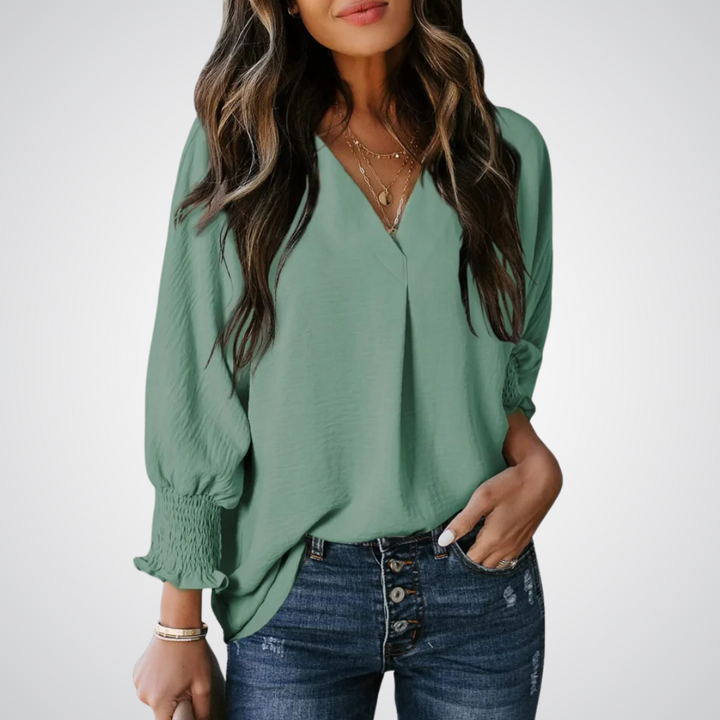 LEILA™ – Klassische V-Ausschnitt Tunika-Bluse