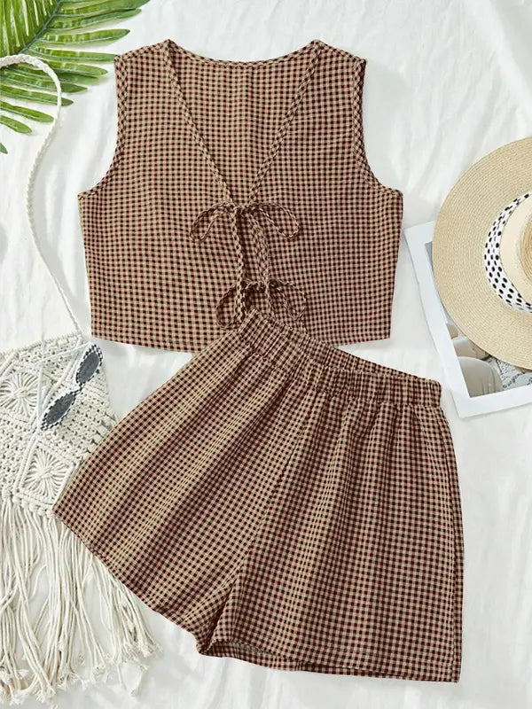MOESHA™ - Schickes ärmelloses Sommer-Set aus Weste und High-Waist-Shorts