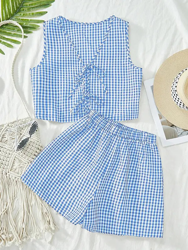 MOESHA™ - Schickes ärmelloses Sommer-Set aus Weste und High-Waist-Shorts