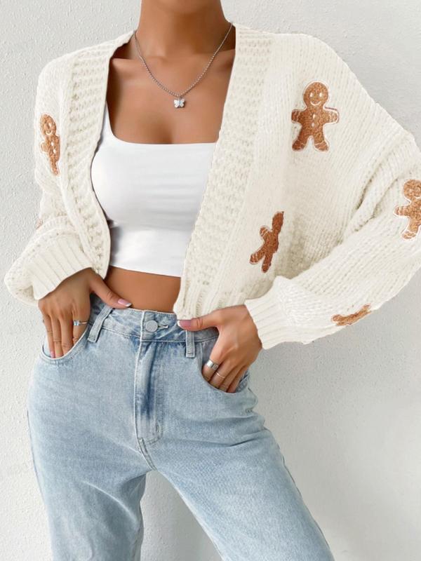 HEIDI™ – Strickjacke mit offenem Vorderteil und Cartoon-Print für gemütliche Outfits