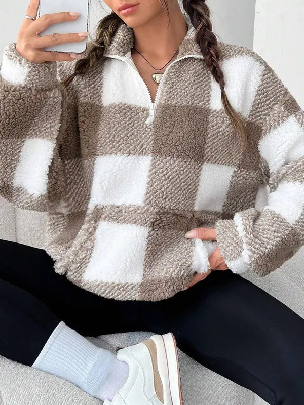 MALDA™ – Schicker Half-Zip Langarm-Pullover mit Karomuster