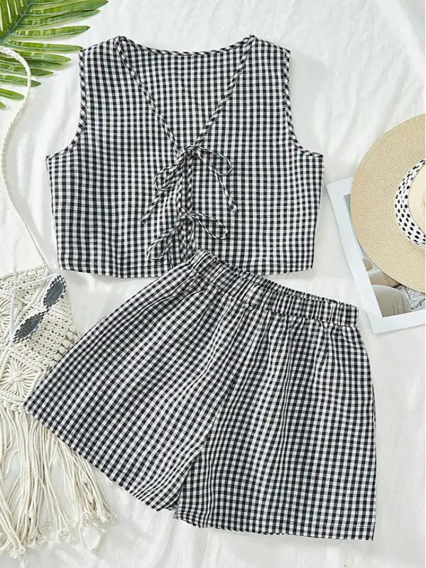 MOESHA™ - Schickes ärmelloses Sommer-Set aus Weste und High-Waist-Shorts