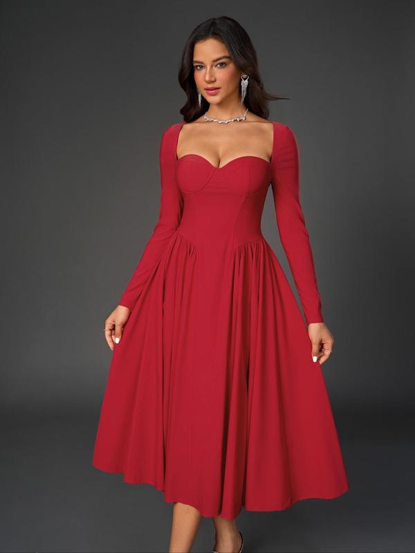 HOLLY™ - Elegantes A-Linien-Kleid mit gerafftem Rückenausschnitt und herzförmigem Ausschnitt für Partys