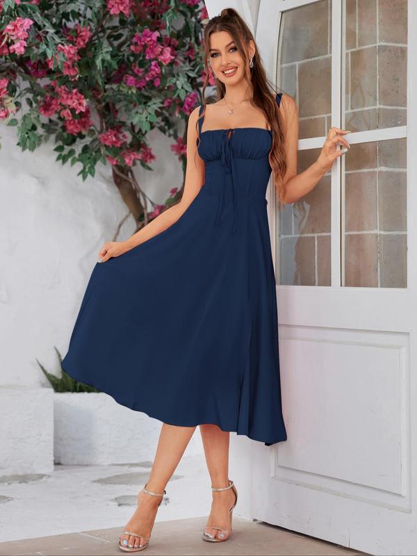 MEGAN™ - Gerüschtes Korsettkleid mit Schnürung vorne und geschlitztem Oberschenkeldetail