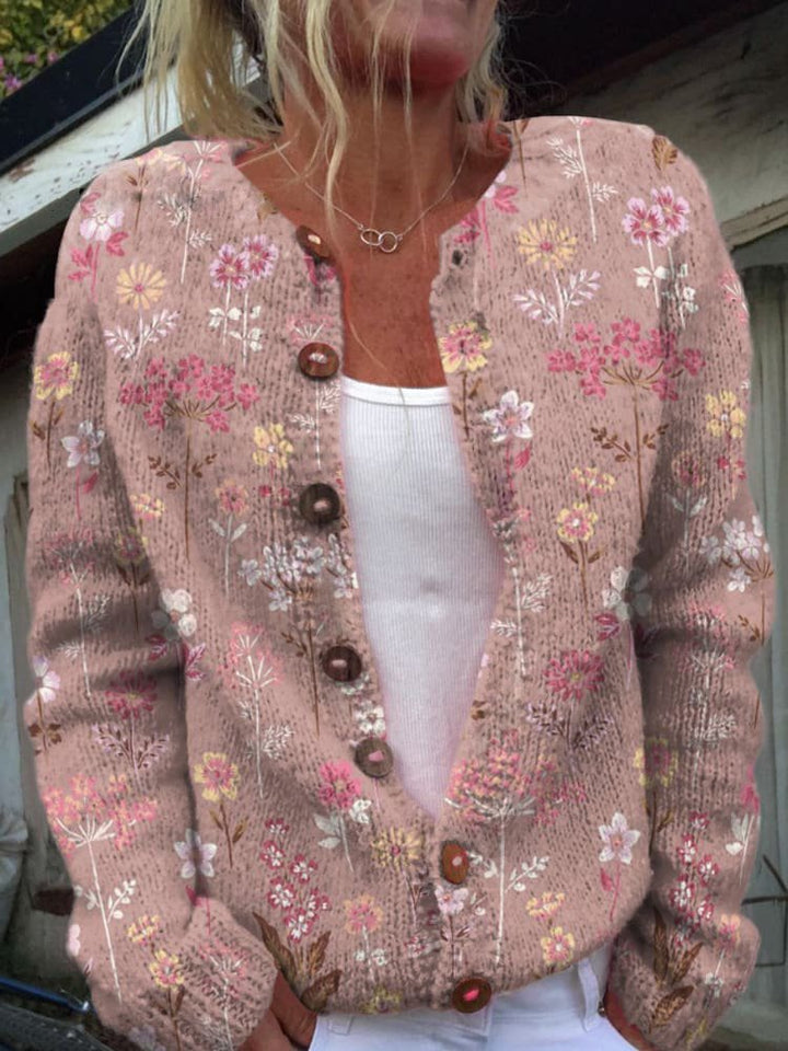 FLORA™ - Vintage-Blumen-Strickjacke