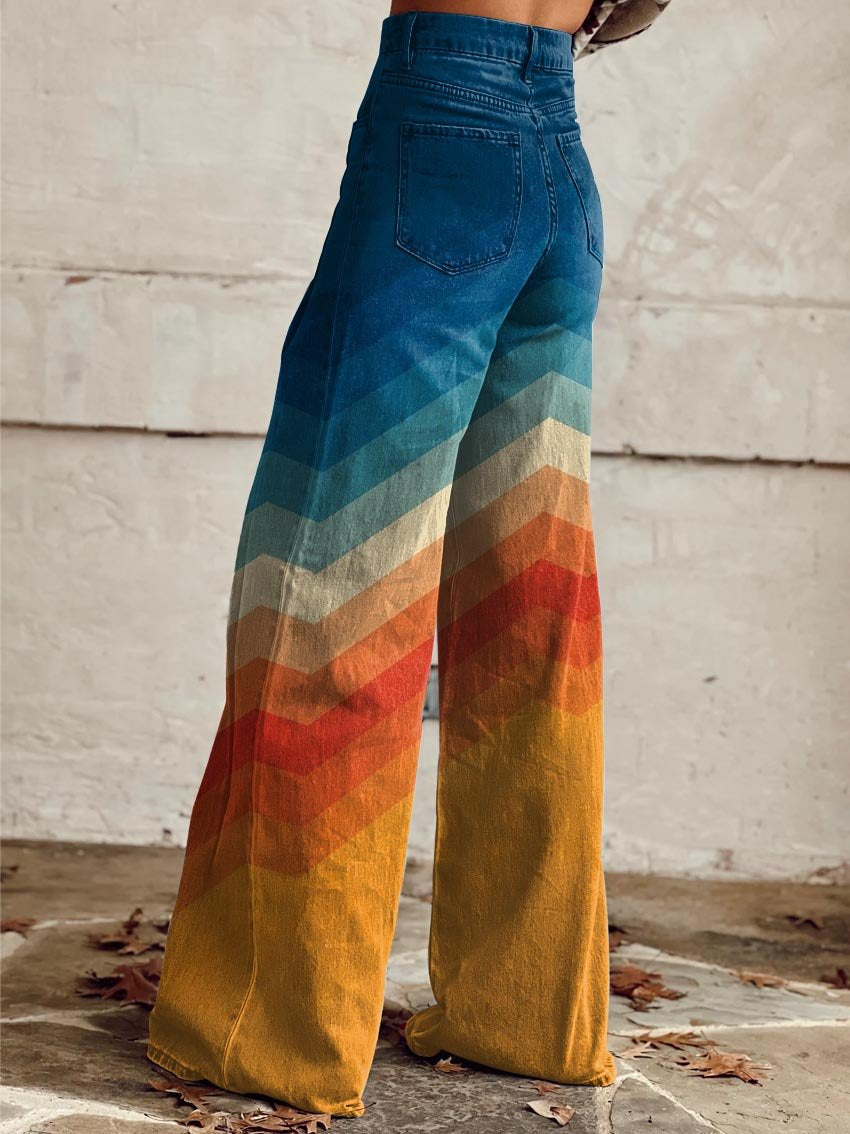 CALLIE™ - Retro-Chevron-Hose mit weitem Bein