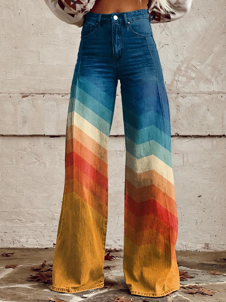 CALLIE™ - Retro-Chevron-Hose mit weitem Bein