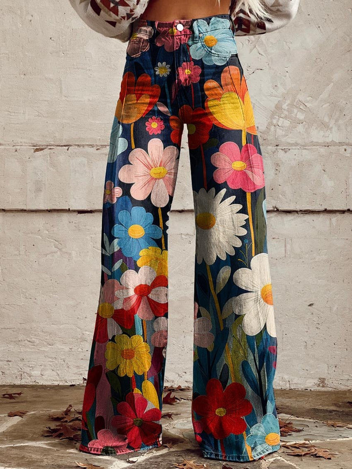 FLEUR™ - Elegante weite Hose mit Blumenmuster