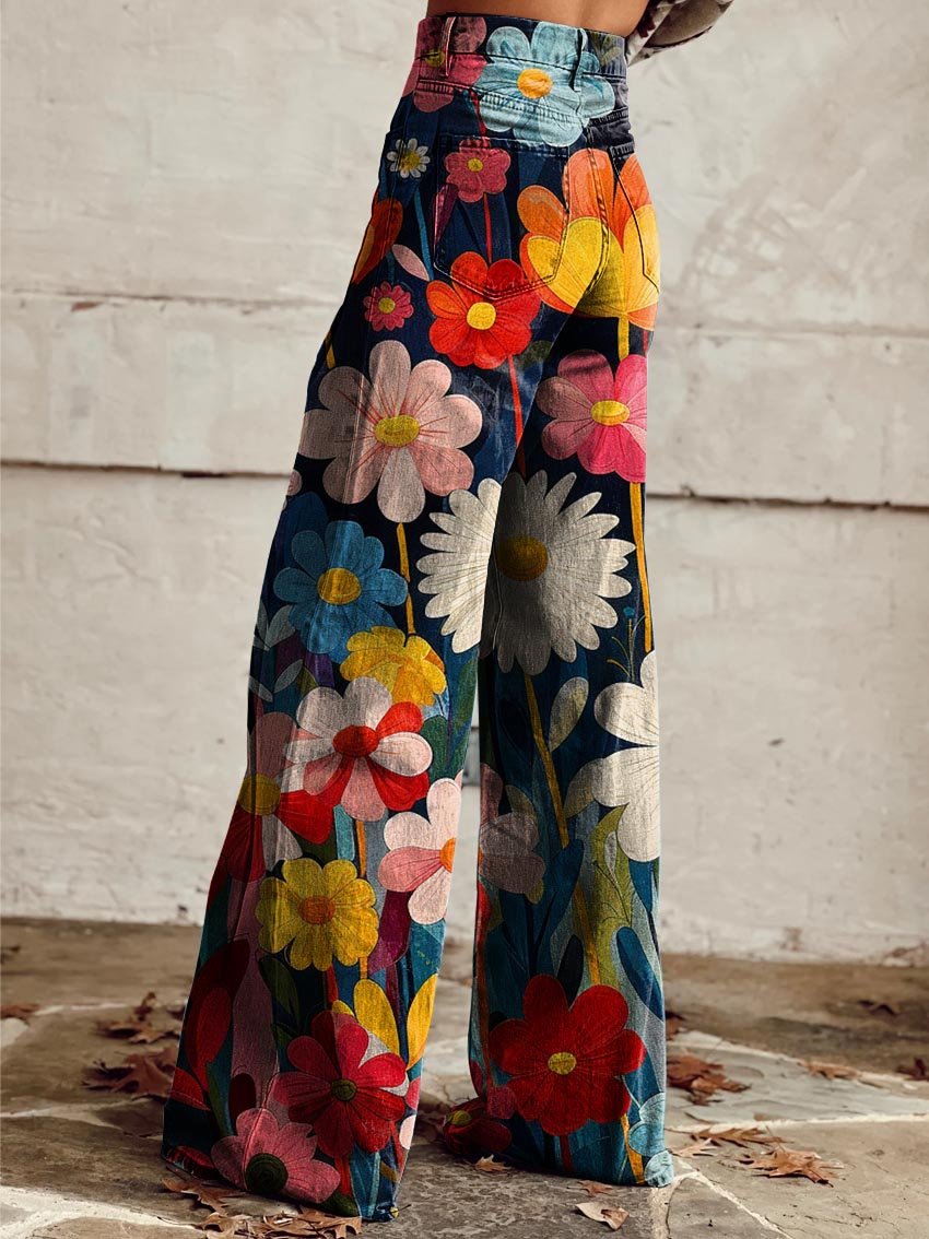 FLEUR™ - Elegante weite Hose mit Blumenmuster