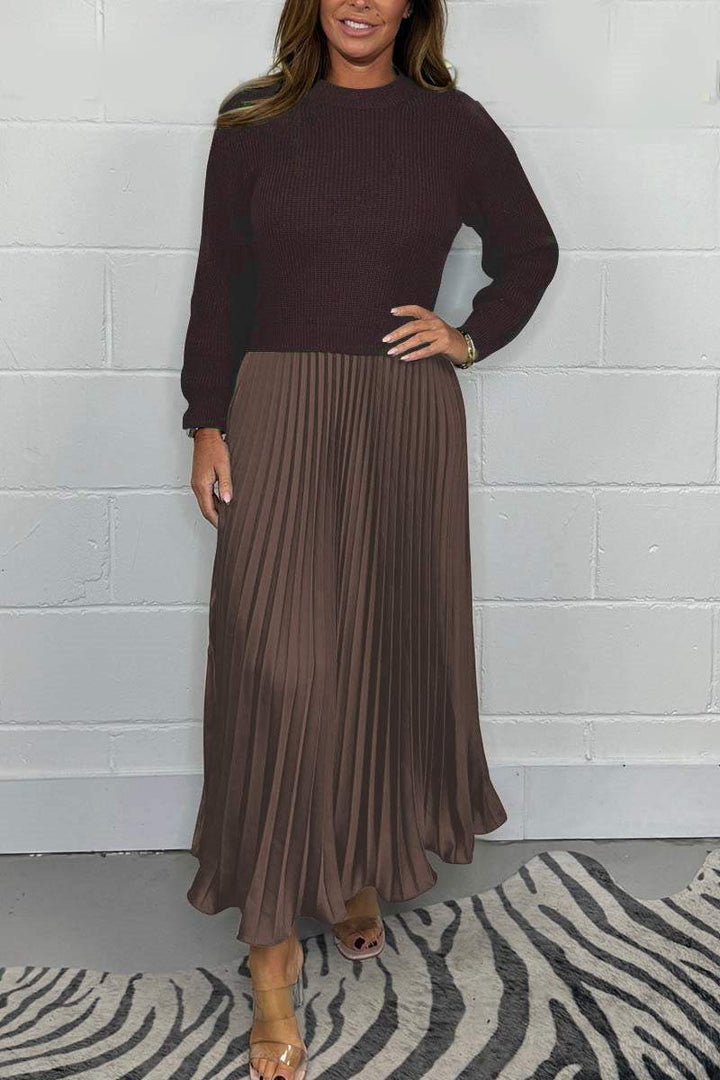 SOPHIA™ – Strickpullover & Plissierter Satinstoffrock