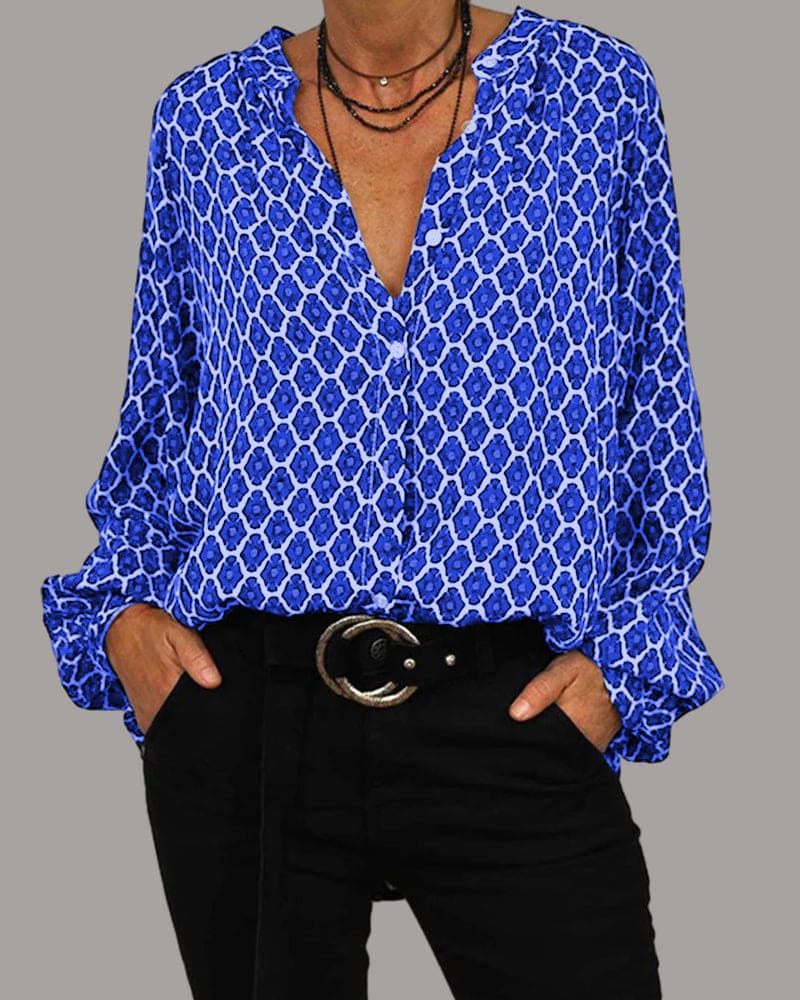 ELVIRA™ - Geometrische Bluse mit V-Ausschnitt