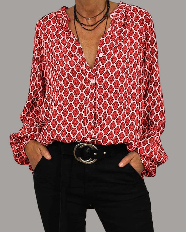 ELVIRA™ - Geometrische Bluse mit V-Ausschnitt