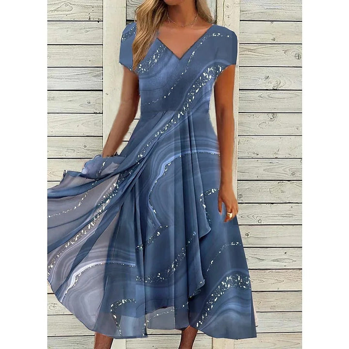 LYANNA™ - Fließendes Midi-Kleid mit V-Ausschnitt
