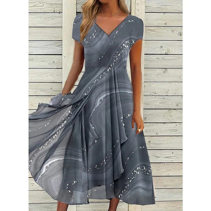 LYANNA™ - Fließendes Midi-Kleid mit V-Ausschnitt