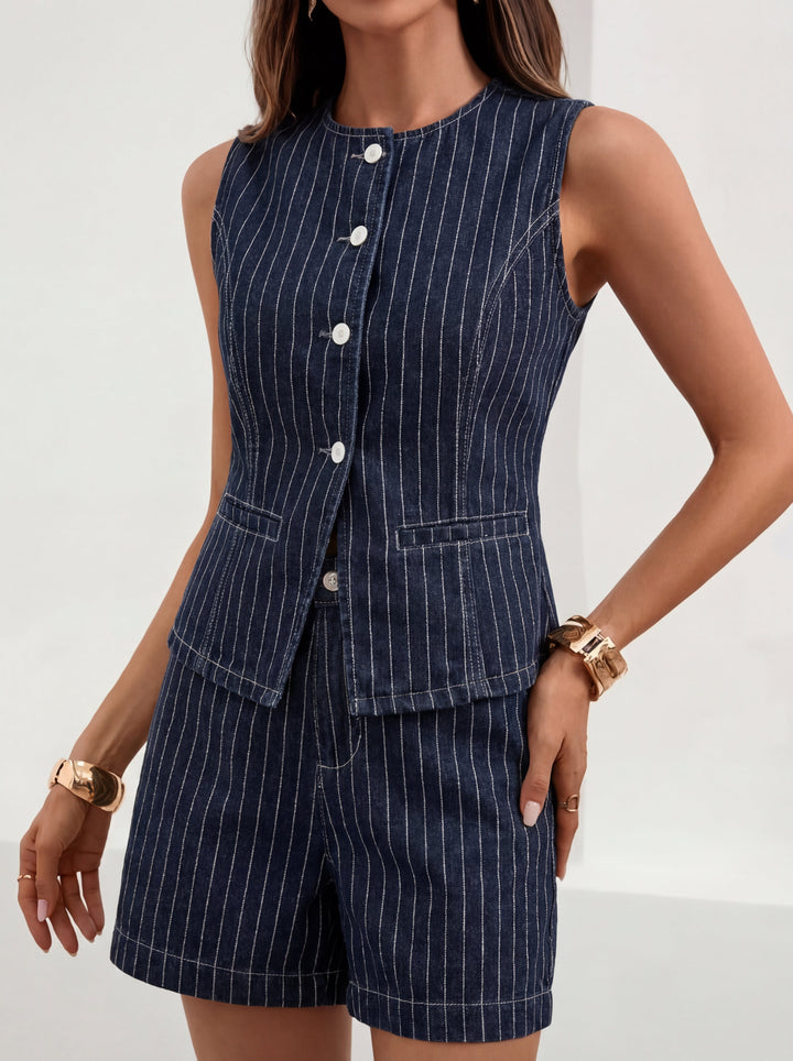 DENNISE™ – Zweiteiliges Set aus lässiger Weste und Shorts