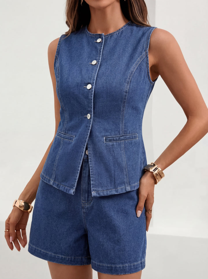 DENNISE™ – Zweiteiliges Set aus lässiger Weste und Shorts