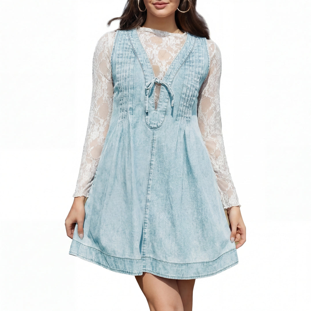 ANNE™ – Oversized ärmelloses Mini-Kleid im Vintage-Stil mit V-Ausschnitt