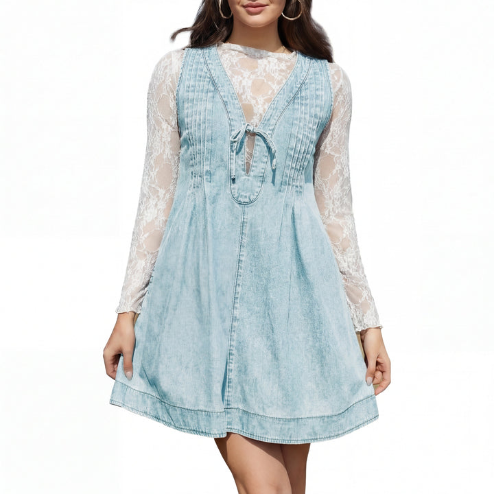 ANNE™ – Oversized ärmelloses Mini-Kleid im Vintage-Stil mit V-Ausschnitt