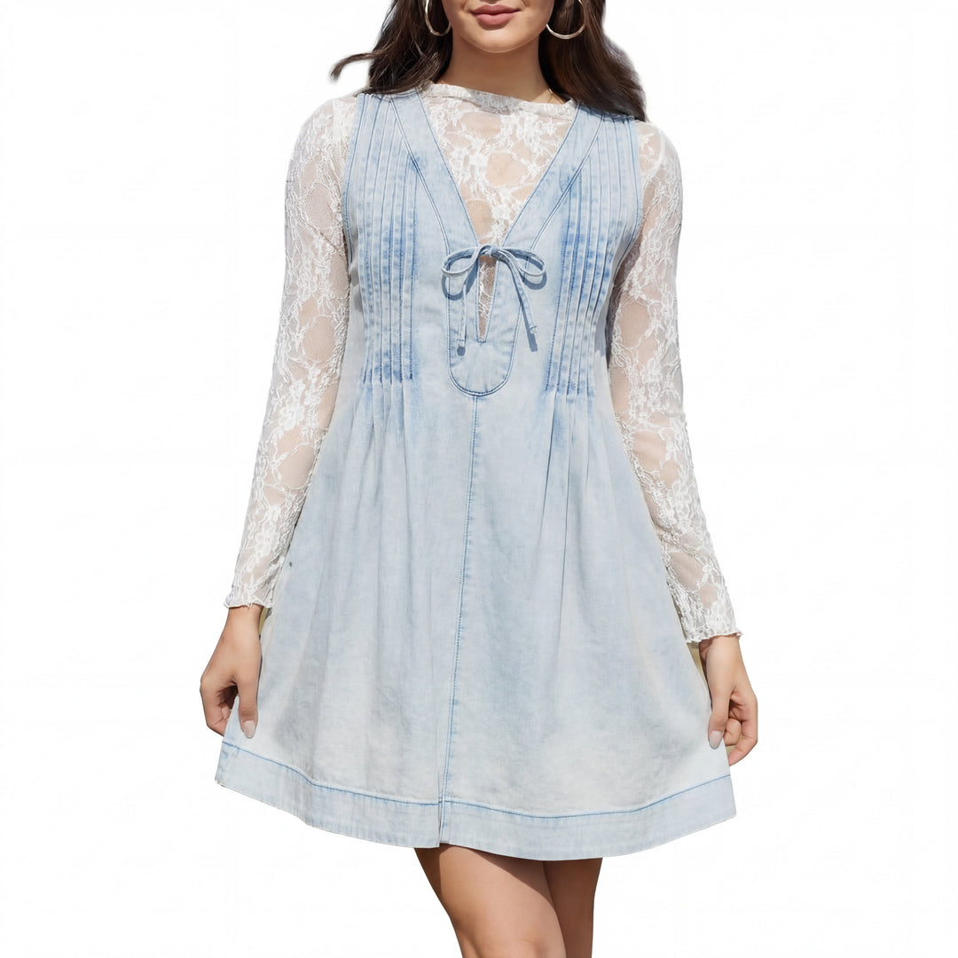 ANNE™ – Oversized ärmelloses Mini-Kleid im Vintage-Stil mit V-Ausschnitt