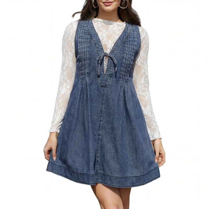 ANNE™ – Oversized ärmelloses Mini-Kleid im Vintage-Stil mit V-Ausschnitt